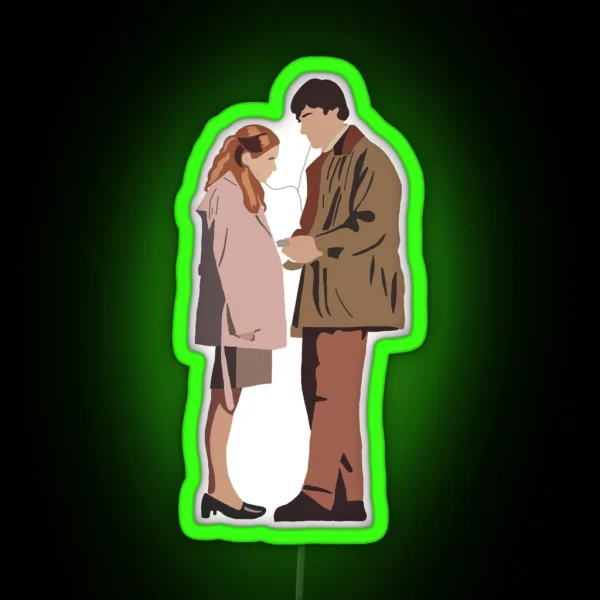 Jim And Pam Listening To Music RGB Neon Sign