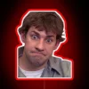 Quirky office humor in Jim Halpert's signature awkwardly uncomfortable grin style.