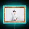 Brightly Colored LED Neon Sign Featuring Jimin's Beautiful Portrait Artwork