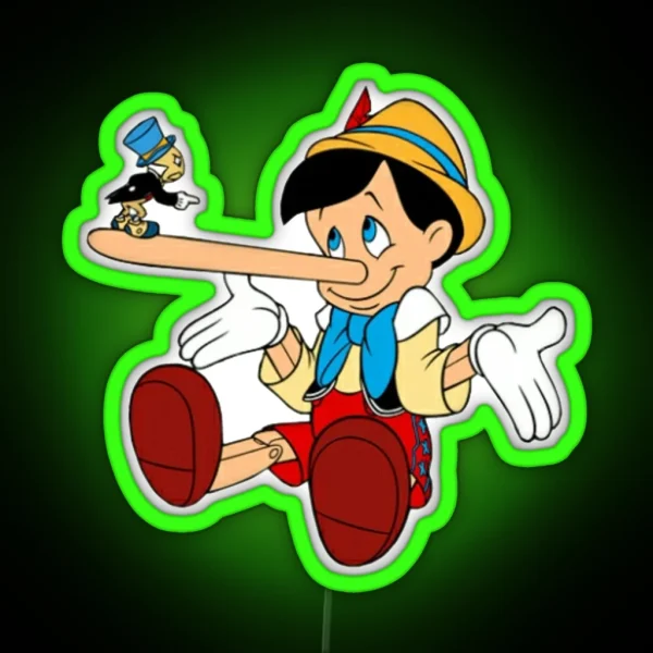 Jiminy Cricket Angry With Pinocchio RGB Neon Sign