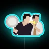 Iconic Friends duo illuminated in radiant RGB neon style