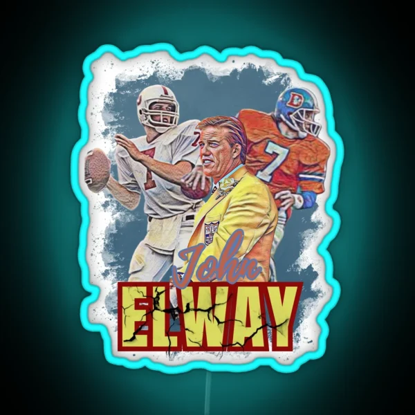 John Elway Fan Art RGB Neon Sign