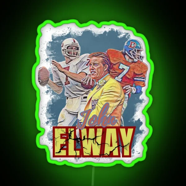 John Elway Fan Art RGB Neon Sign