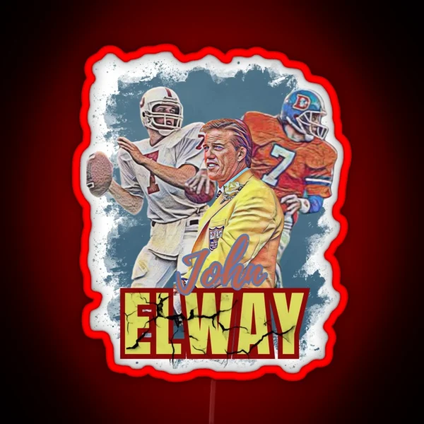 John Elway Fan Art RGB Neon Sign
