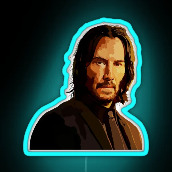 John Wick Fanart Drawing RGB Neon Sign