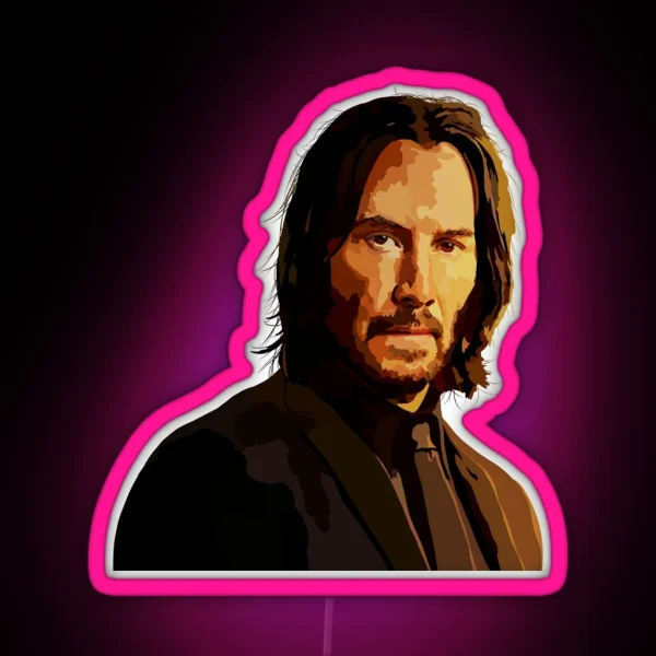 John Wick Fanart Drawing RGB Neon Sign
