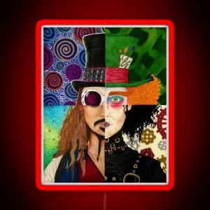 Johnny Depp Character Collage RGB Neon Sign