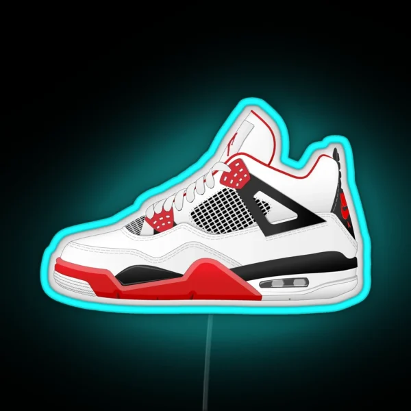 Jordan 4 X Fire Red Shoe Design RGB Neon Sign