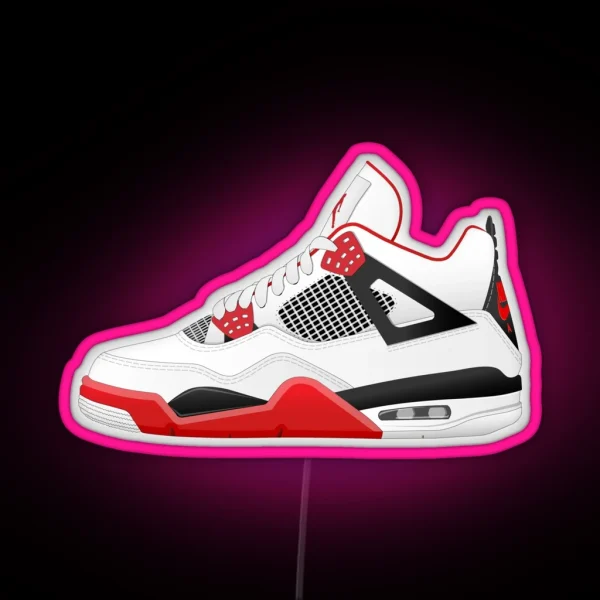 Jordan 4 X Fire Red Shoe Design RGB Neon Sign