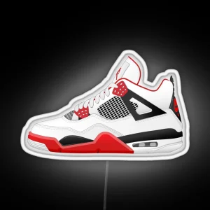 Jordan 4 X Fire Red Shoe Design RGB Neon Sign