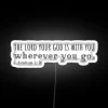 Hand-painted Joshua 1:9 inspirational quote with vibrant RGB neon lights.