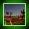 Boho desert vibes illuminated by colorful RBG neon wall art.