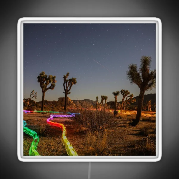 Joshua Tree With Rainbow Light Trails RGB Neon Sign
