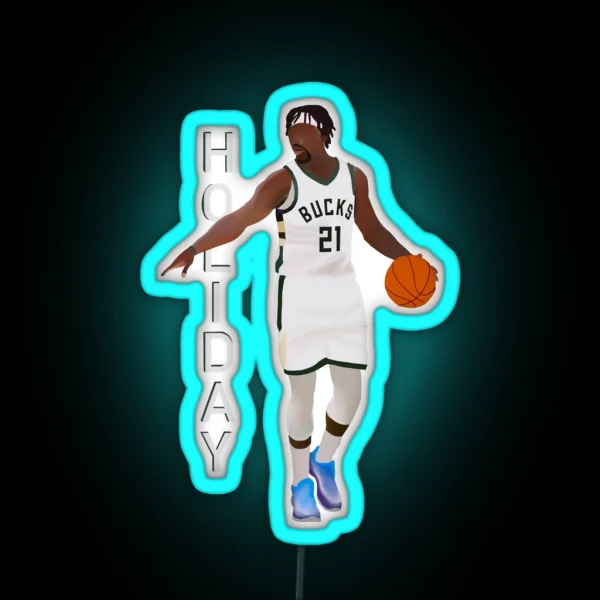 Jrue Holiday 21 Digital Drawing RGB Neon Sign