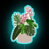 RGB Colorful June Bug and Exotic Orchids Neon Art Sign