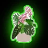 Vibrant RGB Neon Sign with June Bugs and Beautiful Orchids