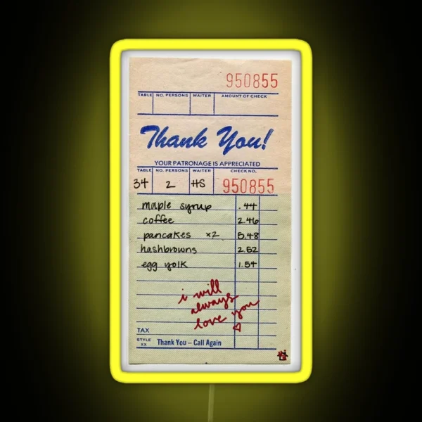 Just Keep Driving Order Slip Harry Styles RGB Neon Sign