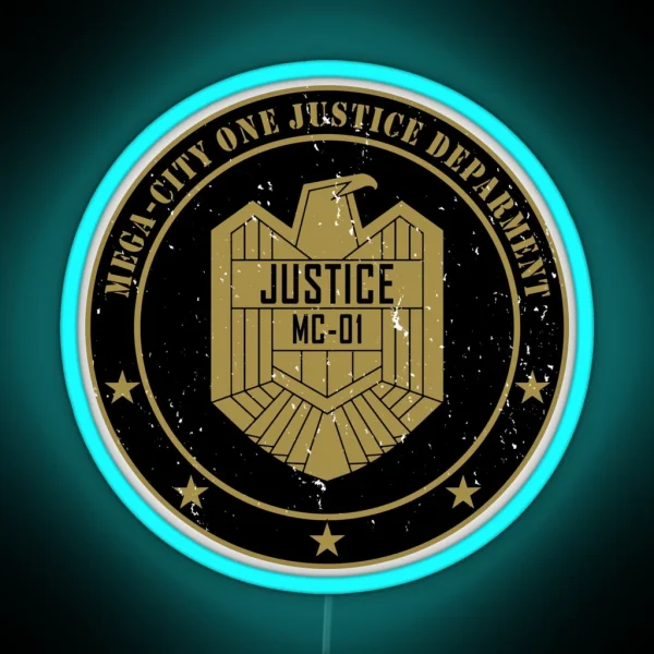 Justice Department Emblem Worn RGB Neon Sign