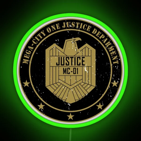 Justice Department Emblem Worn RGB Neon Sign