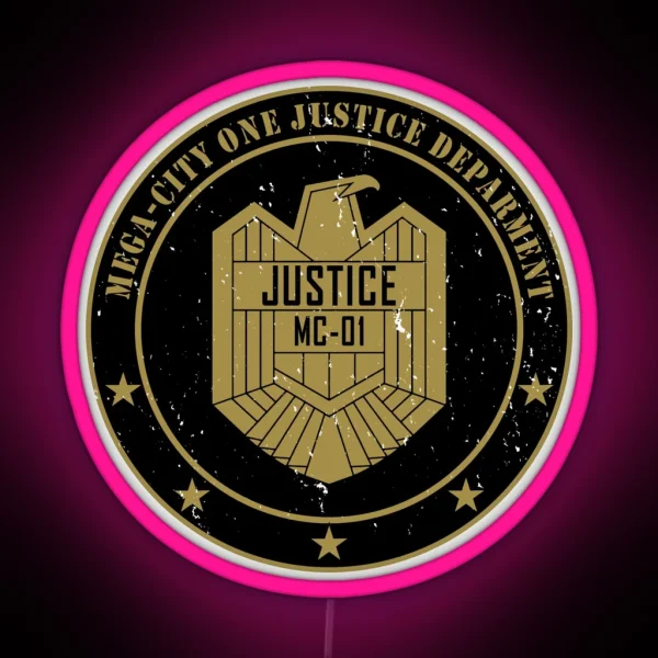 Justice Department Emblem Worn RGB Neon Sign