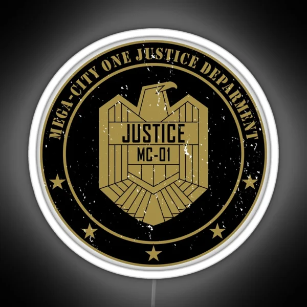 Justice Department Emblem Worn RGB Neon Sign