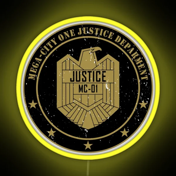 Justice Department Emblem Worn RGB Neon Sign