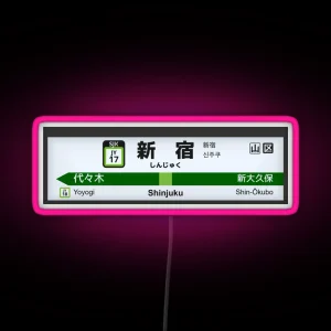 JY 17 Shinjuku Station JR Yamanote Line SJK Station Name Sign Placard Ekimeihyo Train Led Tokyo Japan 2020 RGB Neon Sign