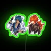 Glowing Kaeya and Diluc-inspired Genshin Impact themed neon wall decoration