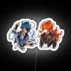Genshin Impact Characters Kaeya and Diluc Vibrant Neon Sign Illumination