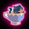 Glowing RGB neon light sculpture of Kaeya character emblem