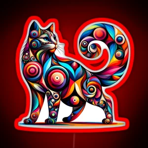 Kaleidoscope Kitty Colorful Abstract Cat Art For Pet Lovers RGB Neon Sign