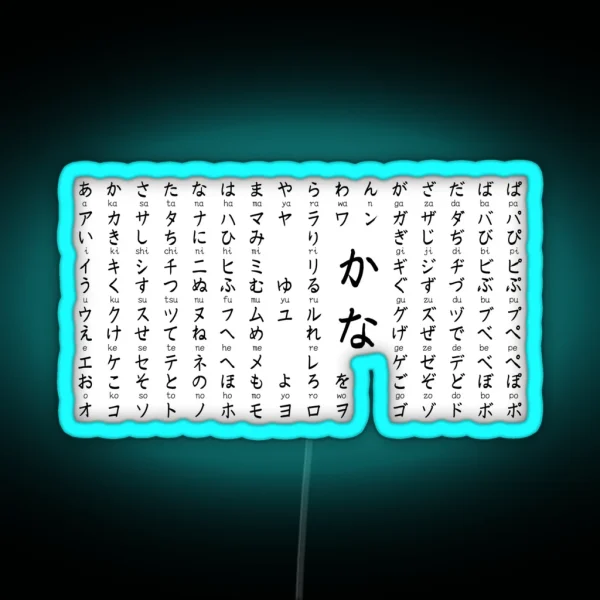 Kana Chart White RGB Neon Sign