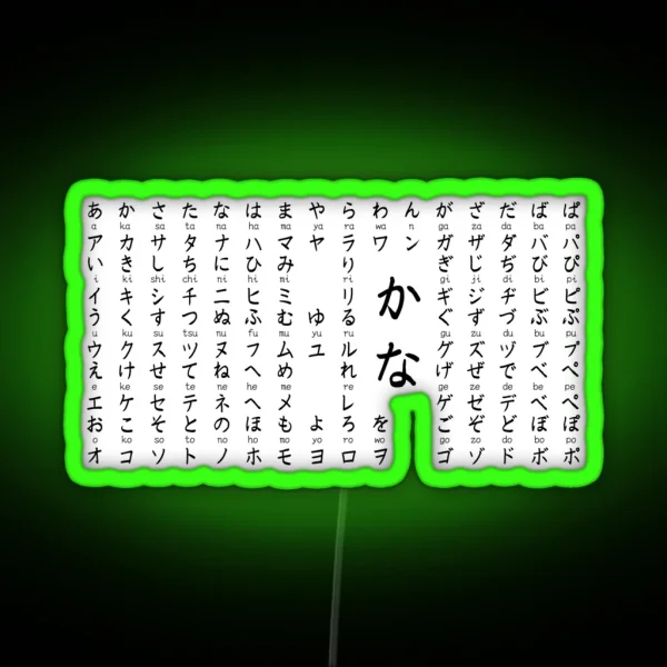 Kana Chart White RGB Neon Sign