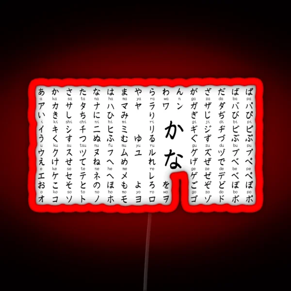 Kana Chart White RGB Neon Sign