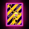 Vibrant NBA-inspired LED sign featuring iconic Kareem Abdul-Jabbar hook shot design.