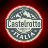 Neon illuminated map of Kastelruth Castelrotto Italy town location