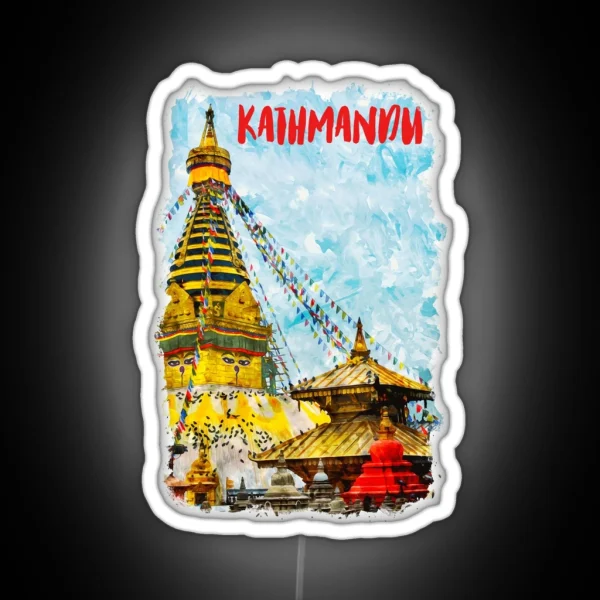 Kathmandu Nepal City Watercolor RGB Neon Sign