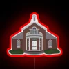 Katonah Village Library's vibrant RGB neon sign in a row.