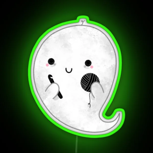Kawaii Ghost Crochet RGB Neon Sign