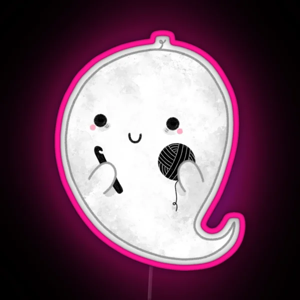Kawaii Ghost Crochet RGB Neon Sign