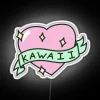 Pastel pink kawaii heart shape neon LED lighting decoration