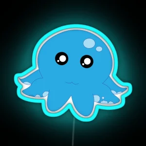 Kawaii Octopus Blue RGB Neon Sign