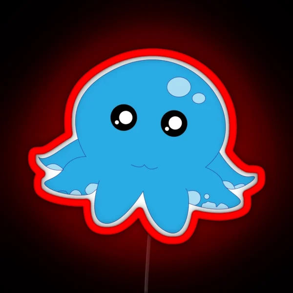 Kawaii Octopus Blue RGB Neon Sign