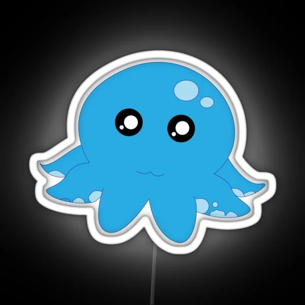 Kawaii Octopus Blue RGB Neon Sign