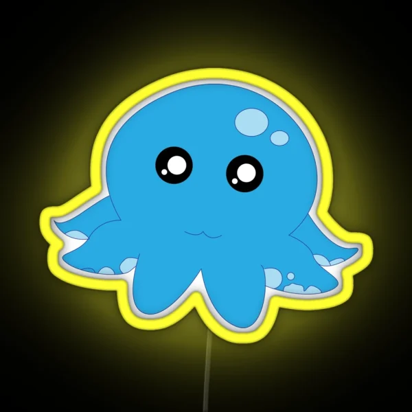 Kawaii Octopus Blue RGB Neon Sign