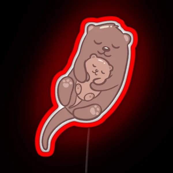 Kawaii Otter Parent And Baby Mom Or Dad RGB Neon Sign
