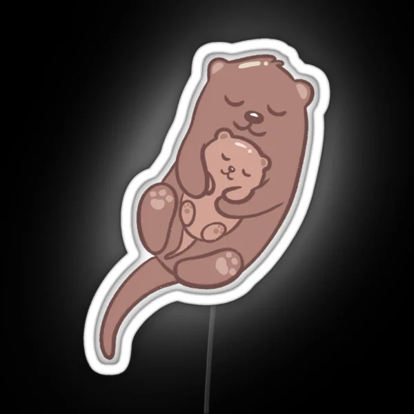 Kawaii Otter Parent And Baby Mom Or Dad RGB Neon Sign