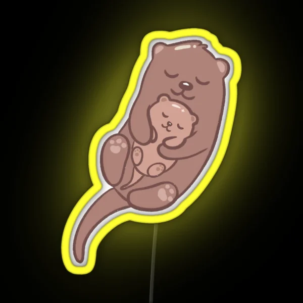 Kawaii Otter Parent And Baby Mom Or Dad RGB Neon Sign