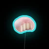 Colorful kawaii pink mochi design in vibrant RGB neon lights