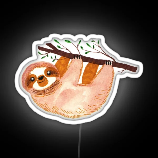 Kawaii Sloth Watercolor RGB Neon Sign